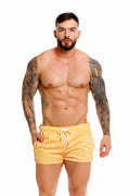 JOR short de baño caballero rayas amarillo y rosa